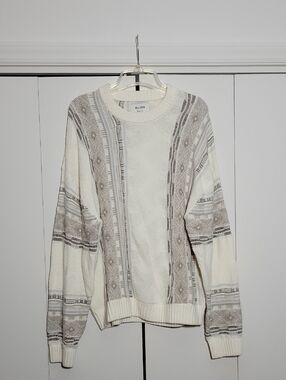 Hollister Cream & Taupe Striped Pullover Sweater